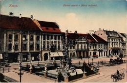 T2 1916 Kassa, Kosice; Fő Utca A Mária Szoborral, Városháza, üzletek / Main Street With Virgin Mary Statue, Town Hall, S - Zonder Classificatie