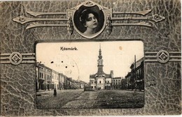 * T2/T3 1908 Késmárk, Kezmarok; Fő Utca, Templom, Korabeli Színésznő Portréja (?). Feitzinger Ede No. 361. / Main Street - Zonder Classificatie