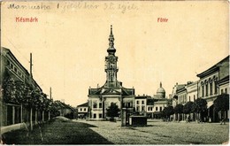 T2/T3 1912 Késmárk, Kezmarok; Fő Tér, Városháza, Evangélikus Templom, Késmárki Bank Rt. W. L. Bp. 2888. / Main Square, T - Zonder Classificatie