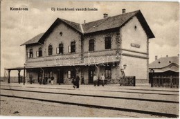 T3 1914 Komárom, Komárno; Újkomáromi Vasútállomás, Vasutasok, Létra. Kiadja L. H. Pannonia 5101. / Bahnhof / Railway Sta - Non Classés