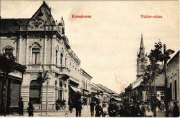 T2/T3 1907 Komárom, Komárnó; Nádor Utca, Elbert Ignácz, Schlesinger Péter, Székelyi Károly és Balogh Miklós üzlete / Str - Unclassified