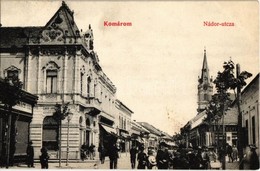 T2/T3 1907 Komárom, Komárnó; Nádor Utca, Elbert Ignácz, Schlesinger Péter, Székelyi Károly és Balogh Miklós üzlete / Str - Zonder Classificatie