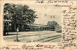 T2/T3 1901 Komárom-Újszőny, Komárnó-Szőny; Vasútállomás, Vonatok. Sípos Ferenc Kiadása / Bahnhof / Railway Station, Trai - Non Classés