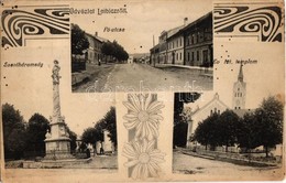 * T2 1908 Leibic, Leibitz, Lubica; Fő Utca, Szentháromság Szobor, Református Templom. Millán József Kiadása / Main Stree - Zonder Classificatie