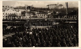 T2/T3 1938 Léva, Levice; Bevonulás, Tábori Mise A Kossuth Téren, Knapp Dávid üzlete és Szenessy Vendéglő / Entry Of The  - Non Classés