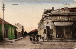 ** T2/T3 Losonc, Lucenec; Vasút Utca, Berger Kávéháza, Nemzeti Kávéház / Street View With Cafes (EK) - Non Classés