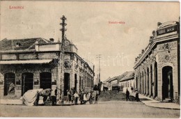 T2 1914 Losonc, Lucenec; Vasúti Utca, Szüsz Miksa üzlete, Piac árus. Redlinger Kiadása / Railway Street With Shops, Vend - Zonder Classificatie