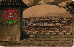 T3 1901 Lőcse, Leutschau, Levoca; Címeres Litho Keret / Art Nouveau, Coat Of Arms Litho Frame (EB) - Zonder Classificatie