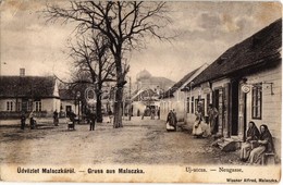 * T2/T3 1903 Malacka, Malacky; Új Utca, Zsinagóga A Háttérben, Bocher Mihály üzlete. Wiesner Alfréd Kiadása / Street Vie - Non Classés