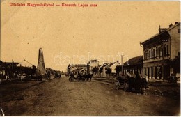 T2/T3 1912 Nagymihály, Michalovce; Kossuth Lajos Utca, Gyógyszertár, Lovaskocsik. Landesman B. Kiadása 2056. / Street Vi - Non Classés