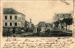 T2 1903 Nagytapolcsány, Topolcany; Kis Piac Tér, Zsinagóga. Zhorella Gyula Kiadása / Market Square, Synagogue - Zonder Classificatie