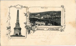 T2 1899 Nyitra, Nitra; Milleniumi Emlék A Zobor Hegyen. Marton és Kálmán Kiadása / Monument On Zobor. Art Nouveau, Flora - Non Classés