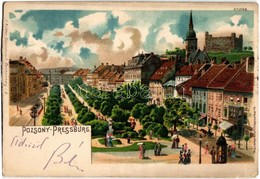T2/T3 1901 Pozsony, Pressburg, Bratislava; Fő Utca, Villamos, Háttérben A Vár / Main Street, Tram, Castle In The Backgro - Unclassified
