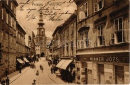 T2 1911 Pozsony, Pressburg, Bratislava; Mihály Utca, Wimmer József Fiai üzlete. Kiadja Hardmuth E. / Street View, Shops - Ohne Zuordnung