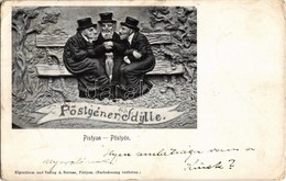T2/T3 1900 Pöstyén, Pistyan, Piestany; Zsidó Férfiak, Judaika / Pöstyéner Idyll. Eigenthum Und Verlag A. Bernas / Jewish - Ohne Zuordnung