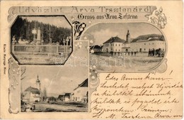 T2 1903 Trsztena, Árvanádasd, Trstená; Honvéd Hősi Sírok és Emlékmű, Fő Tér, Templom. Matyuga Moór Kiadása / Military He - Non Classés