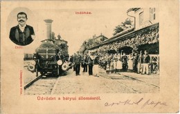 T2/T3 1902 Bátyú, Batyovo, Batiovo; Indóház, Vasútállomás, Gőzmozdony, Vasutasok, Dolfy. Kiadja Mezei Mór / Bahnhof / Ra - Unclassified
