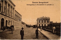 T2/T3 1907 Beregszász, Berehove; Vármegyeháza és Kereskedelmi Iparbank. Kiadja Farkas J. / County Hall And Bank (EK) - Non Classificati