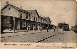 T2/T3 1906 Bród, Nagyrév, Slavonski Brod, Brod Na Savi; Vasútállomás, Vonat / Bahnhof / Railway Station, Train - Non Classés