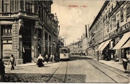 ** T2/T3 Zagreb, Zágráb; Ilica, Kavana Bauer, L.F.Ko., Vjekoslava N. / Street View With Shops And Tram, Cafe, Hungarian  - Unclassified