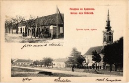 T2 Erdővég, Erdewik, Erdevik; Fő Tér üzlettel, Szerb Ortodox Templom, Községháza / Main Square With Shop, Serbian Orthod - Non Classés