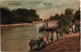 T2/T3 1918 Nagybecskerek, Zrenjanin, Veliki Beckerek; Béga Folyó, Uszály, Diákok. Mangold Lipót Kiadása / Bega River, Ba - Unclassified