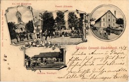 T2 1903 Torontálvásárhely, Develák, Debelják, Debeljaca; Vasútállomás Gőzmozdonnyal és Hajtánnyal, Református Templom, H - Unclassified
