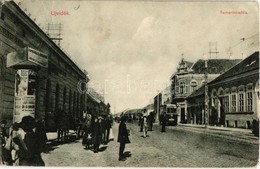 * T2/T3 Újvidék, Novi Sad; Temerini Utca, Villamos, Hirdetőoszlop Gumbinger és Baumann, Elkan Gyula Szűcs és Liszt Feren - Non Classés