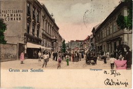 T2 1902 Zimony, Semlin, Zemun; Fő Utca, Friedmann üzlete, Kávéház / Hauptgasse, Cafe Brüder / Main Street, Shops, Cafe - Non Classés