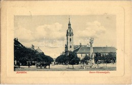 T2 1911 Zombor, Sombor; Szentháromság Tér és Szobor, Szent György Ortodox Templom. W. L. Bp. 3748. / Holy Trinity Square - Non Classés