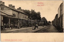 ** T2/T3 Zombor, Sombor; Pályaudvar, Vasútállomás, Vasutasok, Vagon. Kiadja Bruck Sándor / Bahnhof / Railway Station, Ra - Unclassified