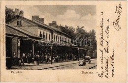 T2 1904 Zombor, Sombor; Vasútállomás, Pályaudvar, Nagybőgő. Bruck Sándor Kiadása / Bahnhof / Railway Station, Double Bas - Unclassified