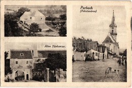 T2/T3 1921 Feketeváros, Purbach Am Neusiedlersee; Utcakép, Régi Török Kapu, Templom / Strasse, Kirche, Altes Türkentor / - Zonder Classificatie