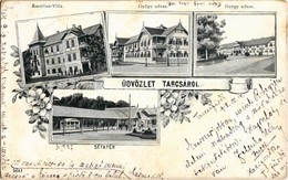 T2/T3 1918 Tarcsa, Tatzmannsdorf; Karolina Villa, Gyógyudvar, Sétatér / Kursalon, Promenade, Spa. Floral + 'Katonai Ápol - Zonder Classificatie