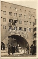 * T2 1934 Vienna, Wien XIX. Karl Marx Hof, Kindergarten / Street View With Burnt House, Bicycles And Nursery. Photo - Non Classificati