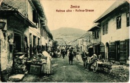 T2/T3 Zenica, Koceva Ulica / Koseva Strasse / Street View With Cart And Butcher Shop. W.L. Bp. 4873.  (EK) - Zonder Classificatie