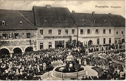 T2 1917 Prachatice, Prachatitz; Ringplatz, Gasthof Kronprinz Rudolf. Verlag J. Hirsch / Square, Inn, Crowd + K.u.K. Rese - Non Classés