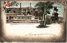 T2/T3 1899 Alexandria, Colone Pompeo, Monument Mehemed-Ali / General View, Statue. Floral, Litho (EK) - Unclassified