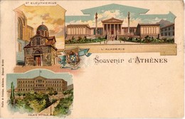 T2/T3 1899 (Vorläufer!) Athens, Athénes; St. Eleutherius, Palais Royale, L'Academie. Pallis & Cotzias Litho  (EK) - Ohne Zuordnung