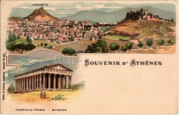 T2/T3 1899 (Vorläufer!) Athens, Athénes; Lycadete, Temple De Thesée. Pallis & Cotzias Litho - Ohne Zuordnung