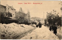 ** T2/T3 Sukhumi, Sokhumi; Hiver 1911. Rue Nabereshnaia / Naberezhnaya Ul / Street View In The Winter Of 1911. Hotel Ori - Non Classés