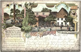 T2/T3 1902 Podlesie, Wäldchen; Polte's Gasthof Zur Friedrichslinde / Guest House, Restaurant. Art Nouveau, Floral, Litho - Non Classés