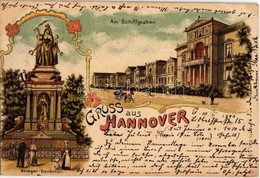 T2/T3 1899 Hanover, Hannover; Am Schiffgraben, Krieger Denkmal / Street, Military Monument. M. Bär Art Nouveau, Floral,  - Non Classificati