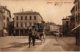 ** T3 1906 Lecco, Piazza XX Settembre. Ed Flli Grassi /  Street View With Horse-drawn Carriage (r) - Unclassified