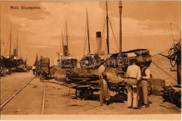 ** T1 Trieste, Trieszt; Molo Giuseppino / Quay With Ships, Industrial Railway, Timber Loading - Unclassified