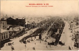 ** T2 Moscow, Moskau, Moscou; Le Boulevard Tverskoi / Tverskoy Boulevard, Street View With Tram, Pharmacy, Shops. Photot - Zonder Classificatie