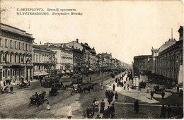 T2 1910 Saint Petersburg, St. Petersbourg; Perspective Newsky / Nevsky Perspective, Street View, Trams, Shops - Unclassified