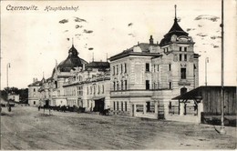 T2 1915 Chernivtsi, Czernowitz, Cernauti; Hauptbahnhof / Main Railway Station + K.u.K. Zensurkommission Czernowitz' - Unclassified