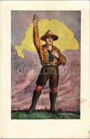 T2/T3 Nem, Nem, Soha! A Magyar Lapvállalat Kiadása / Hungarian Irredenta Scout Art Postcard S: Györgyfy Gy. + 'Ezermeste - Zonder Classificatie