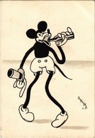 ** T2 Mickey Mouse Drinking Beer. Early Disney Art Postcard S: Bisztriczky - Unclassified